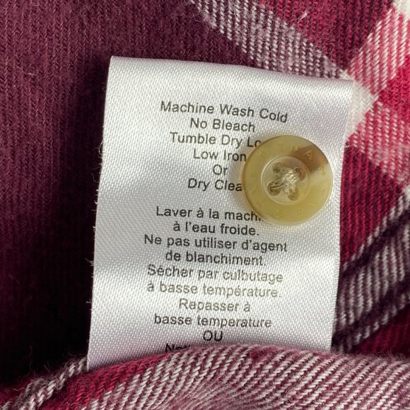 Aritzia TNA Hooded Shirt‎ Boyfriend Fit Flannel Plaid Button Up Red White - Picture 15 of 15